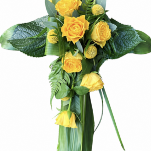 Yellow rose floral cross funeral tribute Malta