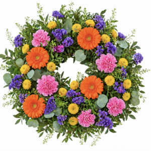 Colourful celebration of life funeral wreath Malta