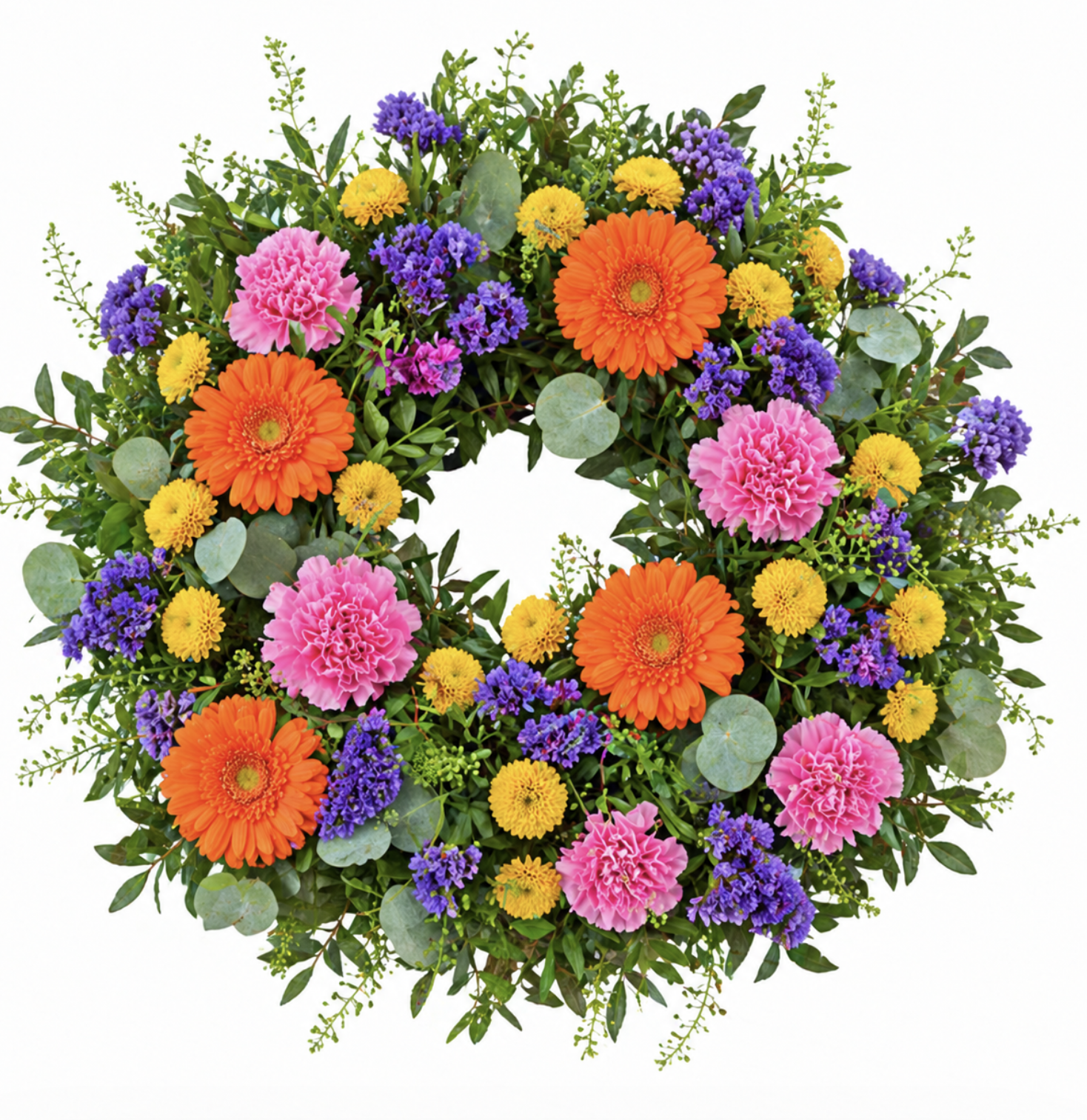 Colourful celebration of life funeral wreath Malta