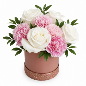 Blush Serenity sympathy flower arrangement in pink and white tones by Funeral Flowers Malta
